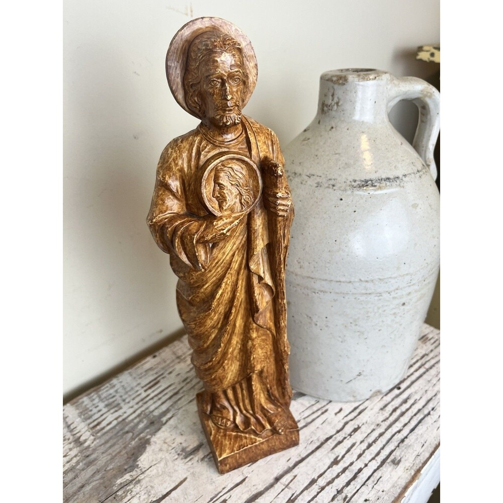 Vintage Saint Jude Statue Plastic Religious Figurine Catholic Christian Decor